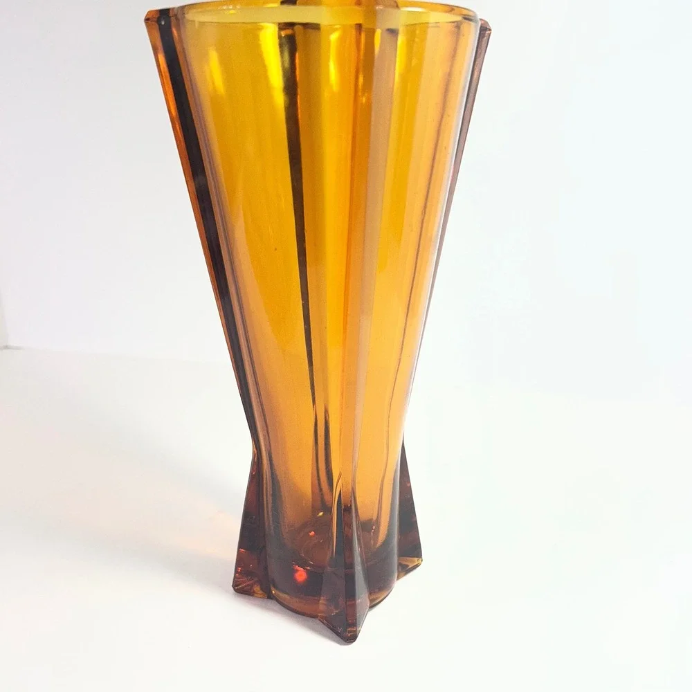 Vintage MCM 1960s Anchor‎ Hocking Rocket Vase Atomic Amber Glass 9